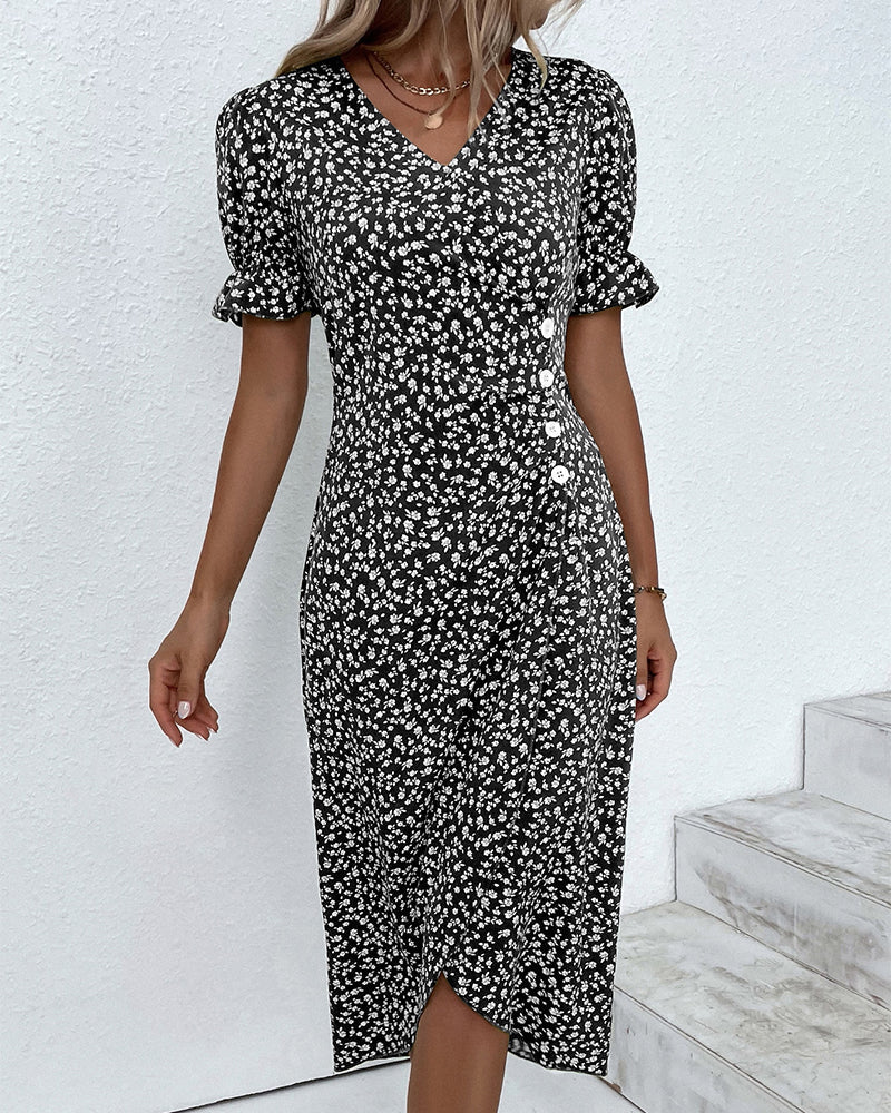 Women's V-Neck Dress Floral Print