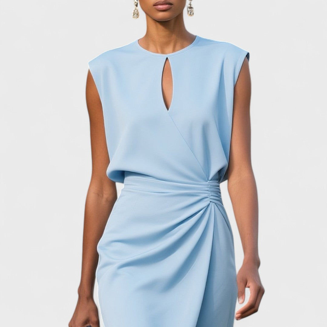 Women's Sleeveless Midi Dress Keyhole Detail