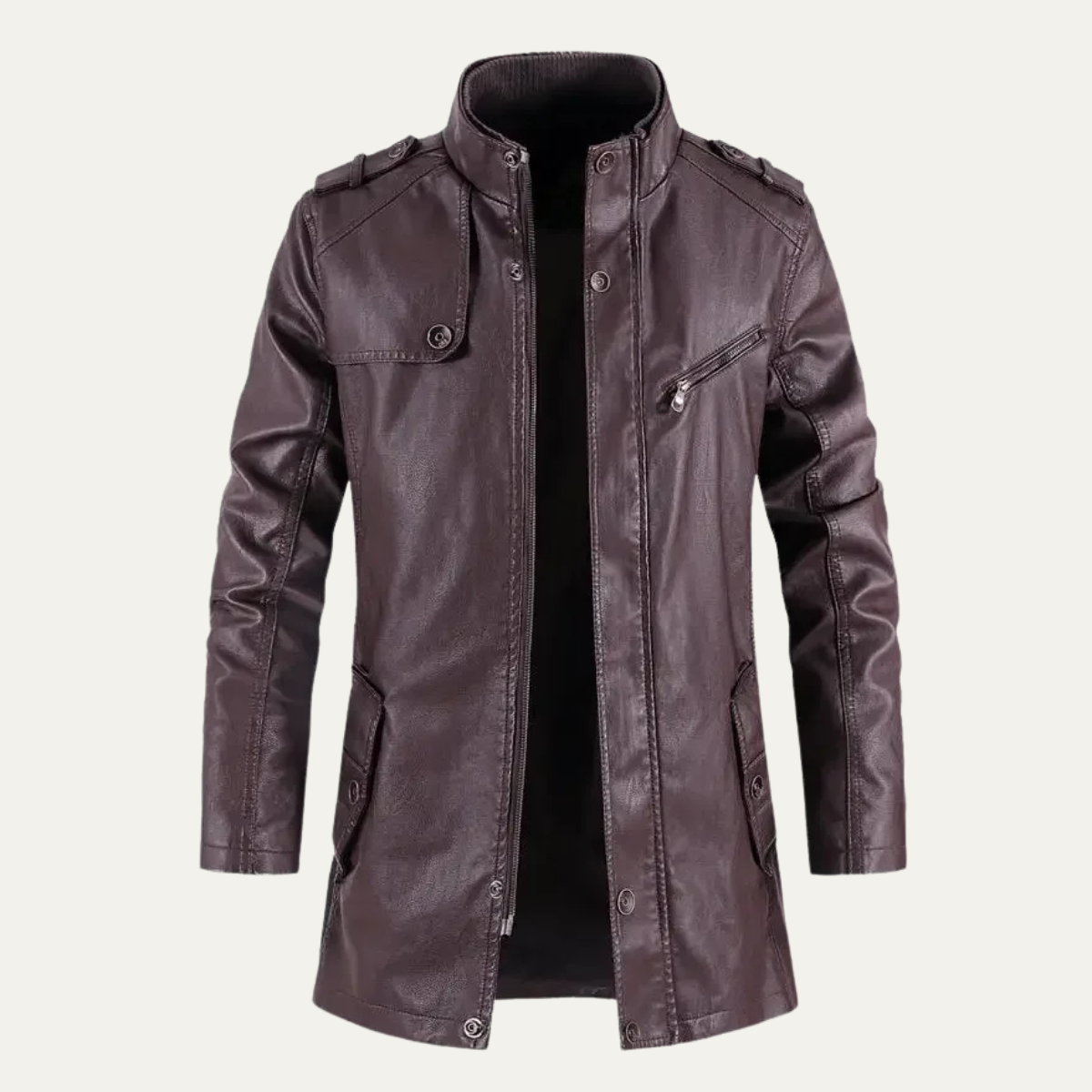 Men's Leather Jacket Fleece Lined Classic Black