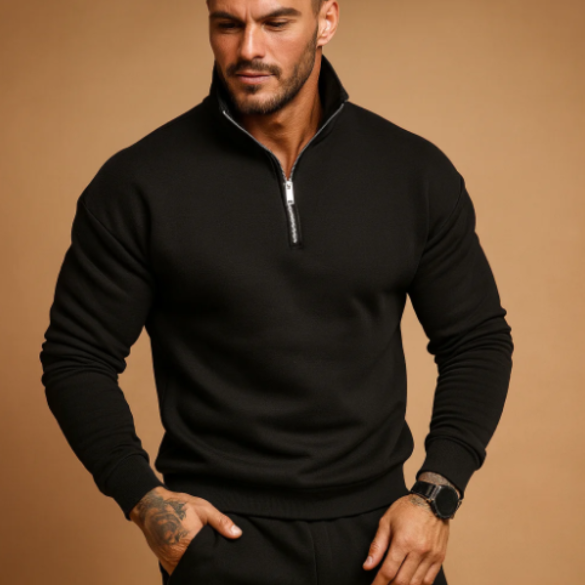 Men's Half Zip Knitted Sweater