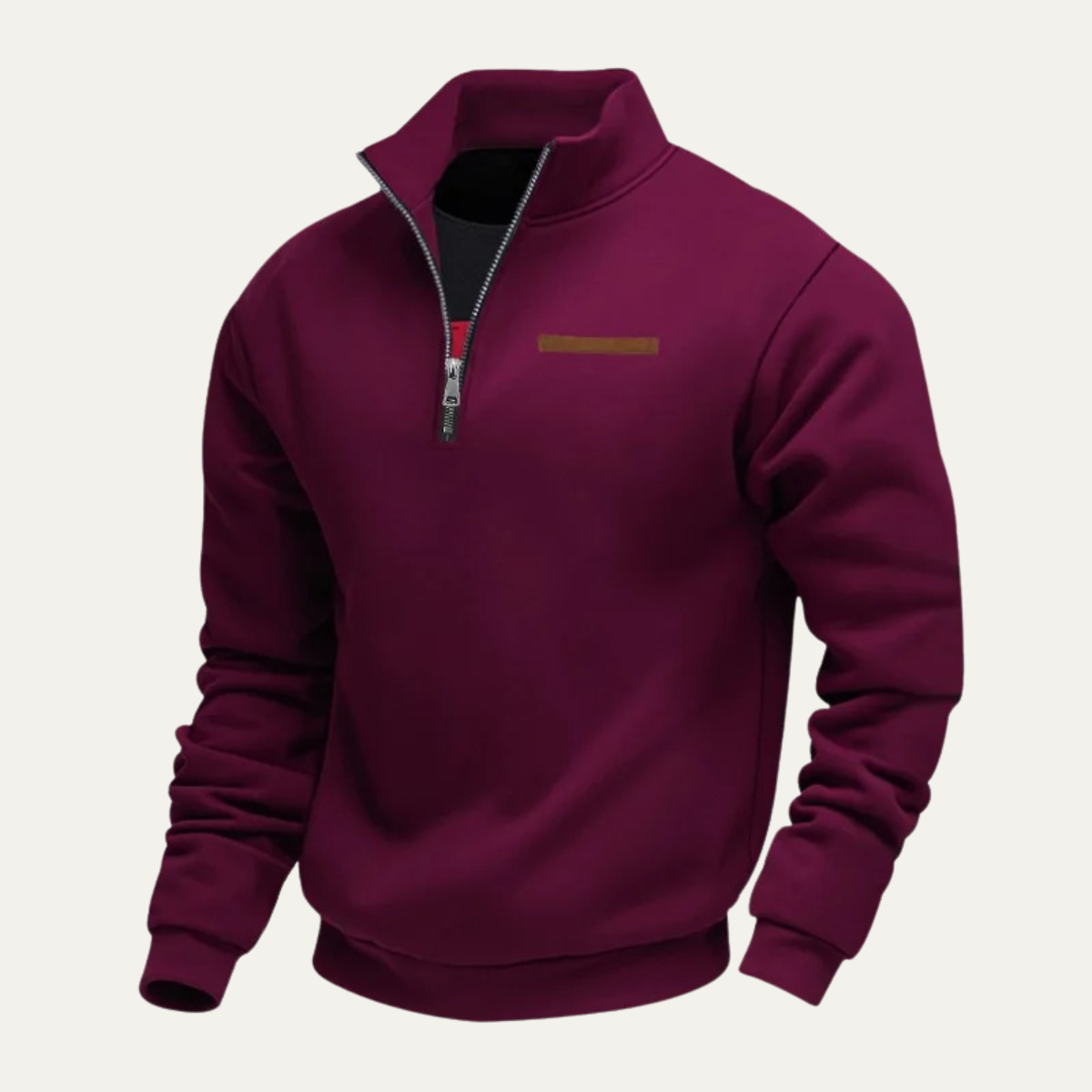 Men's Warm Half Zip Sweater Wool Blend Silver