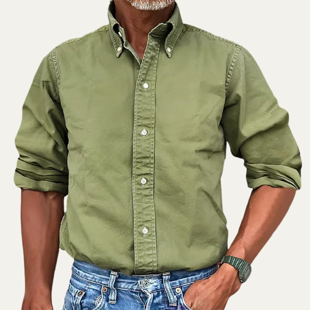 Men's Business Shirt Solid Color Button Down