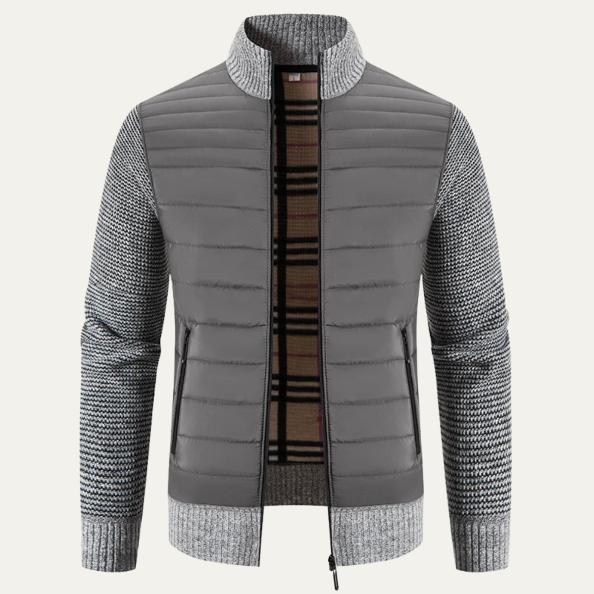 Men's Padded Stand Collar Winter Zip Jacket