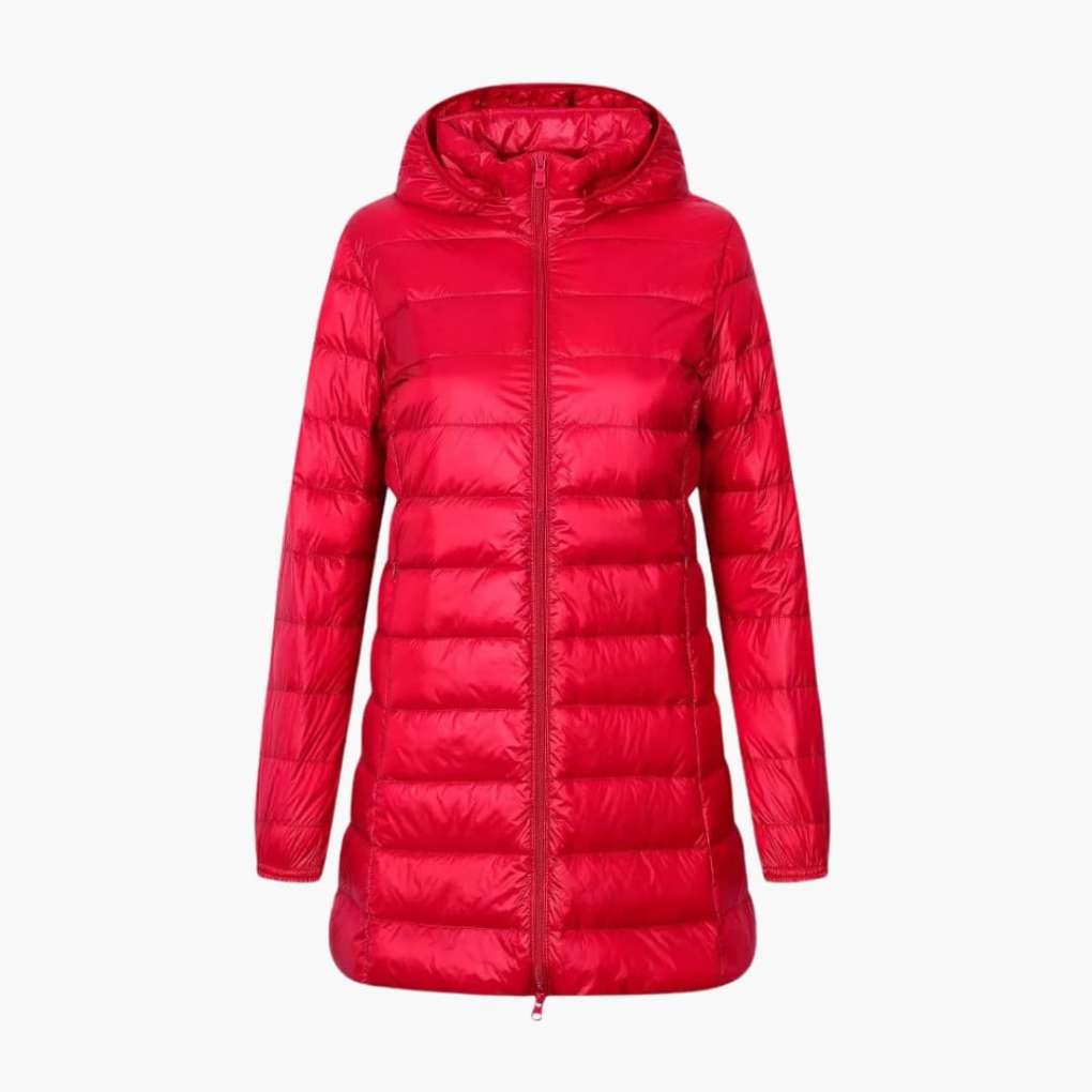 Women's Down Parka Jacket Hooded Long Black