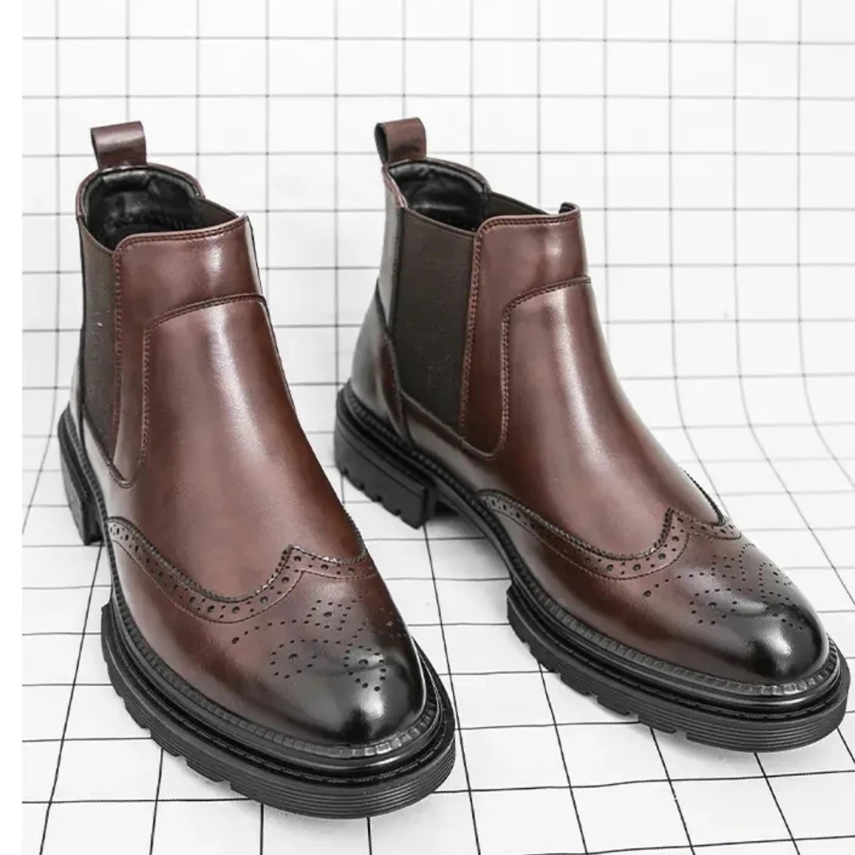 Men's Retro Chelsea Boots Leather Anti-Slip Brown