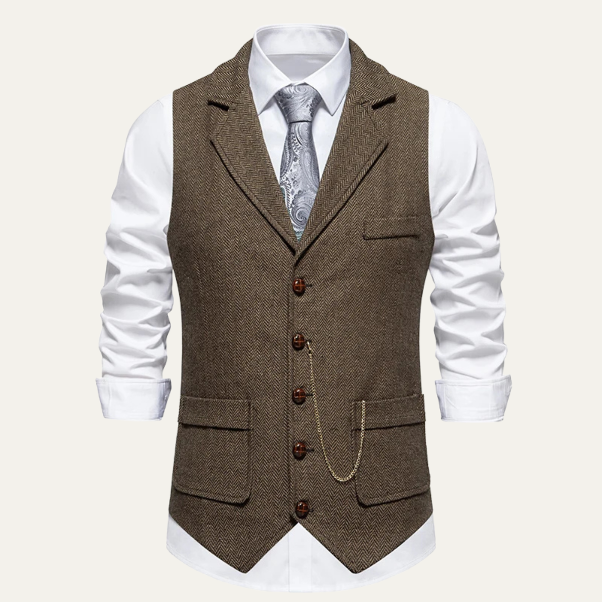 Men's Tweed Waistcoat With Pocket Watch Chain