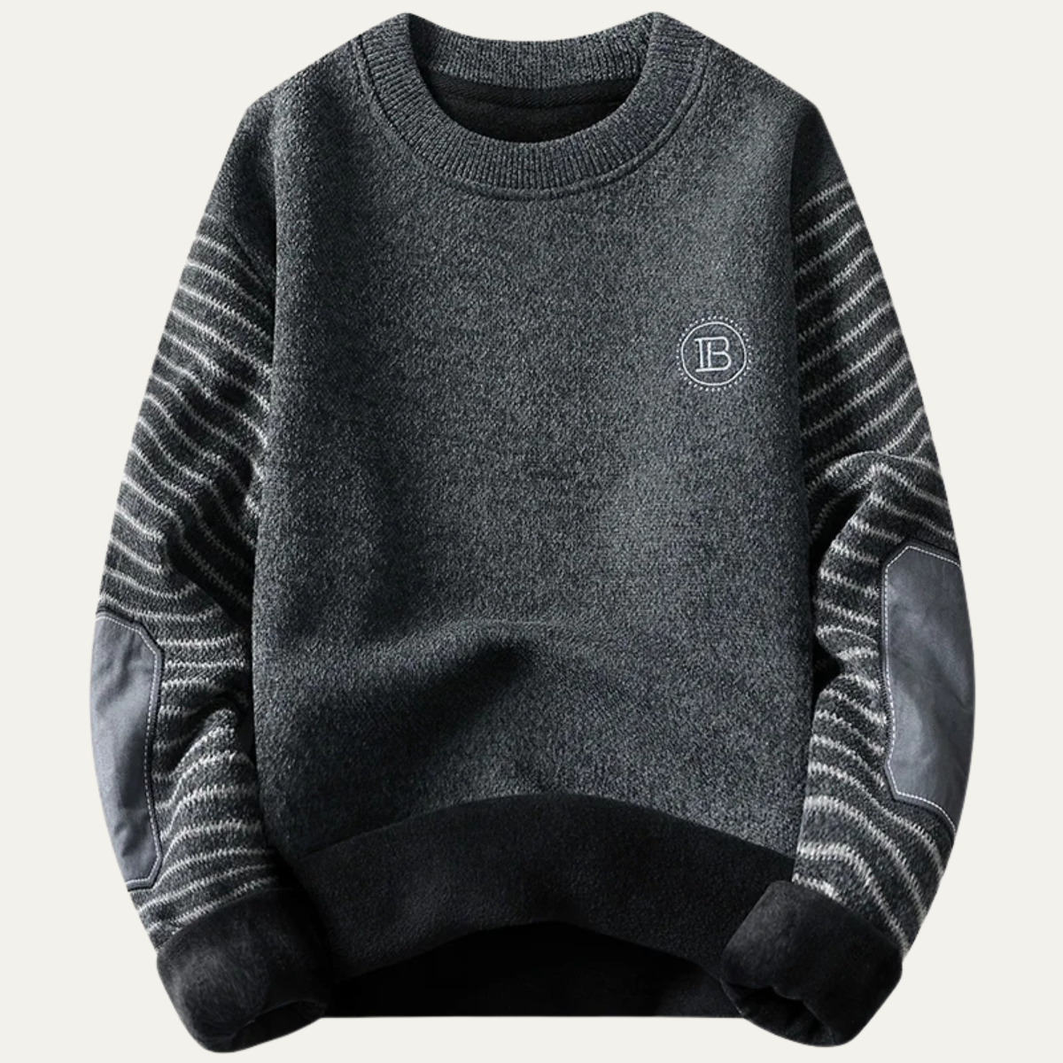 Men's Patchwork Crew Neck Knit Sweater