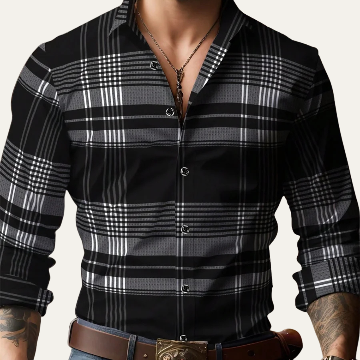 Men's Plaid Button Down Shirt Cotton Casual