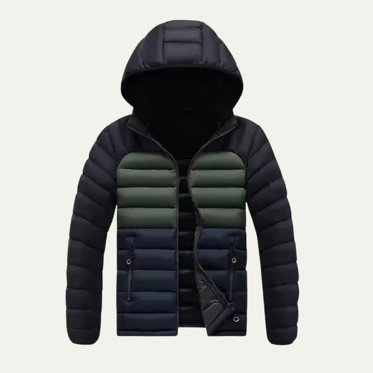 Men's Puffer Jacket Waterproof Detachable Hood Contrast Color