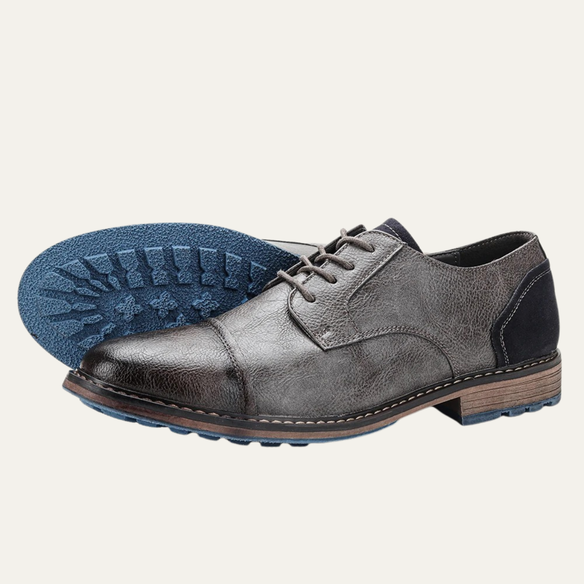 Monferrato Men's Leather Oxford Shoes Lace Up Brown