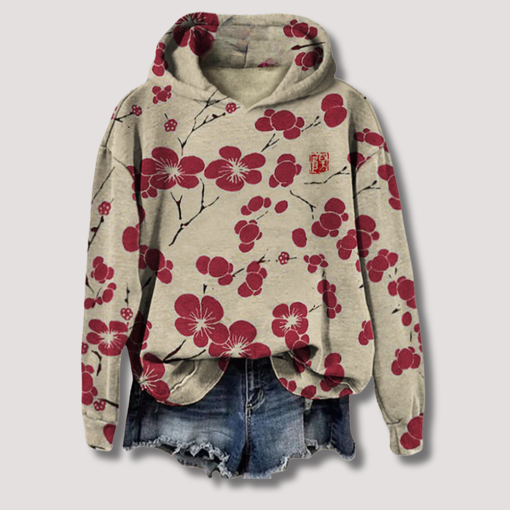 Women's Hooded Sweater Floral Print Lightweight