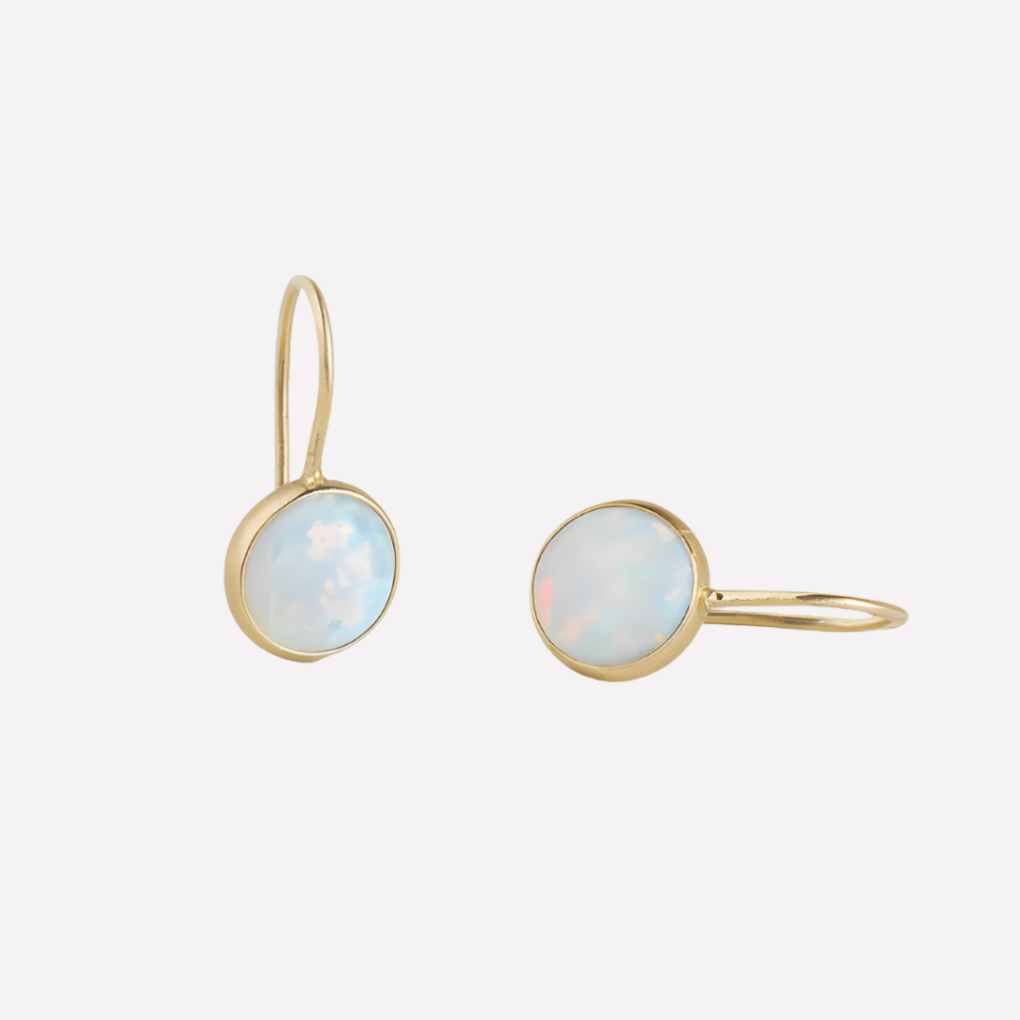 Women's Opal Drop Earrings Gold Tone White - Vonnera