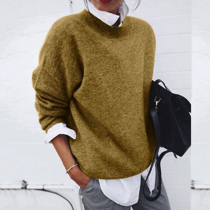 Women's Soft Knit Sweater Relaxed Fit Round Neck
