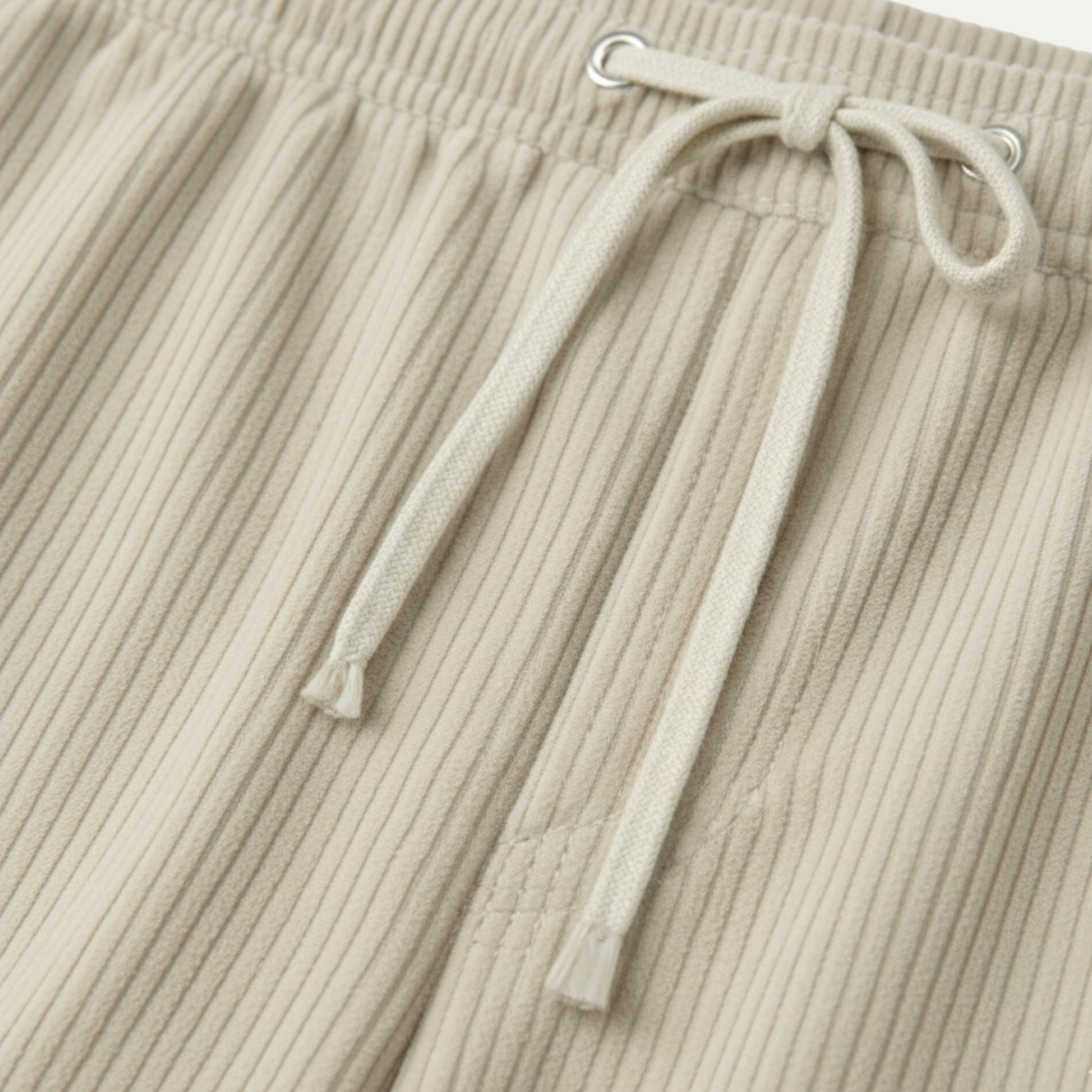 Men's Slim Fit Casual Pants Lightweight Ribbed Beige