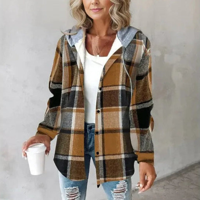 Women's Hooded Plaid Coat