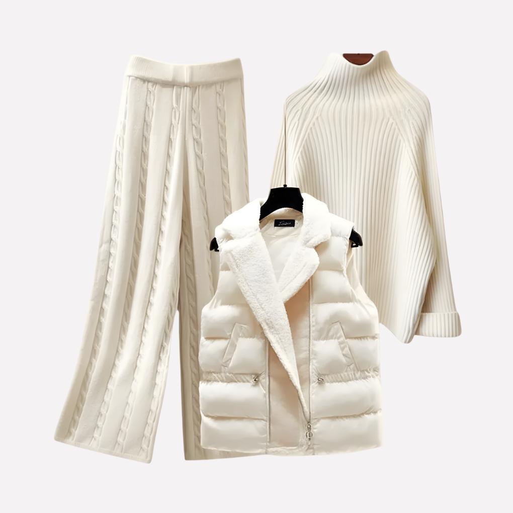 Women's 3-Piece Turtleneck Trousers Set - Vonnera