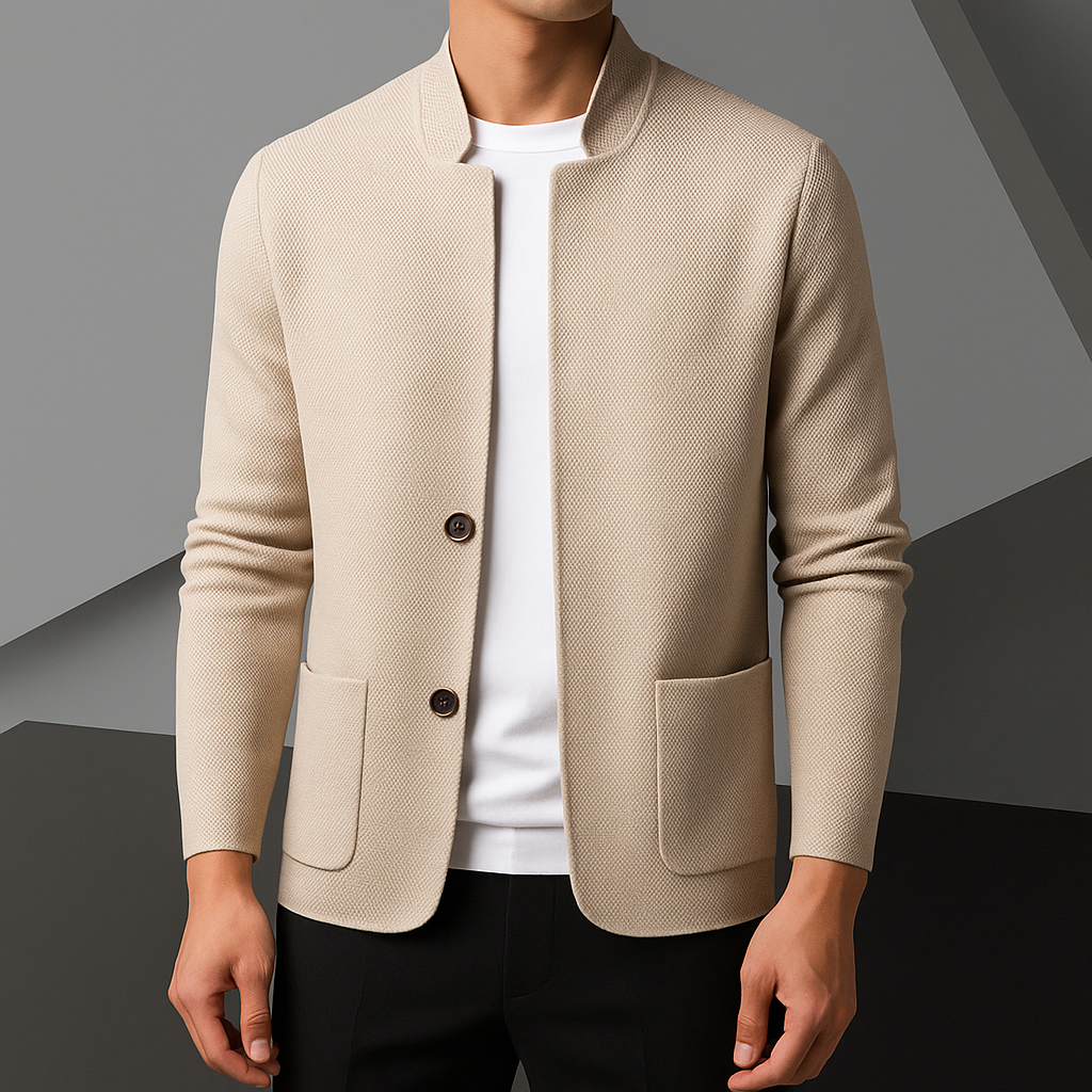 Men's Cardigan Button Front Pocket Design