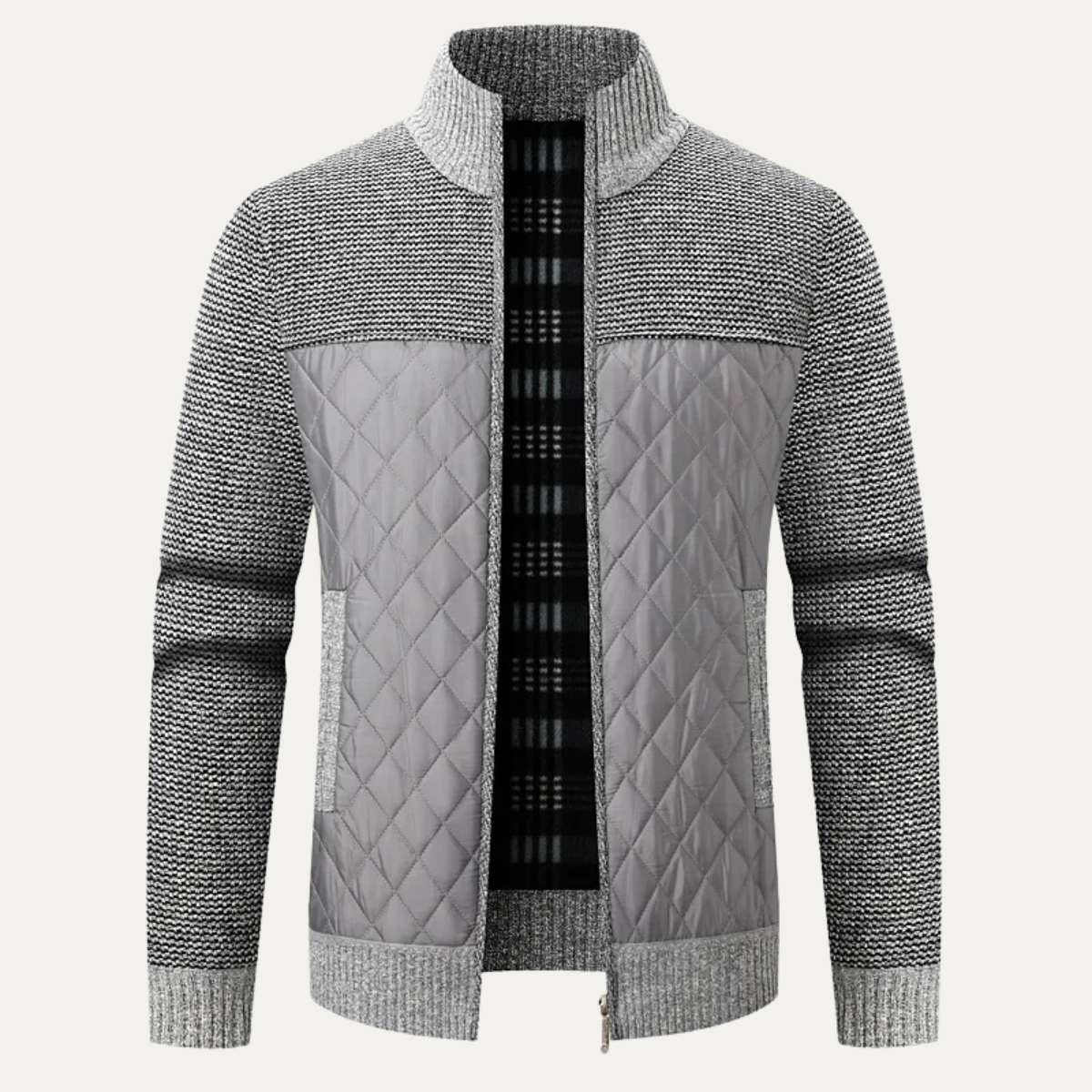 Men's Quilted Puffer Jacket Zip Up Knit Avellino