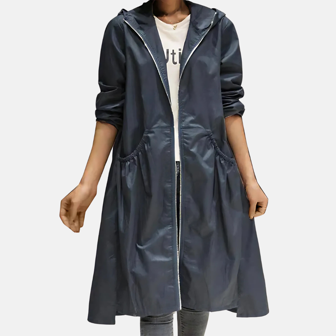 Women's Water Resistant Hooded Knee Length Jacket
