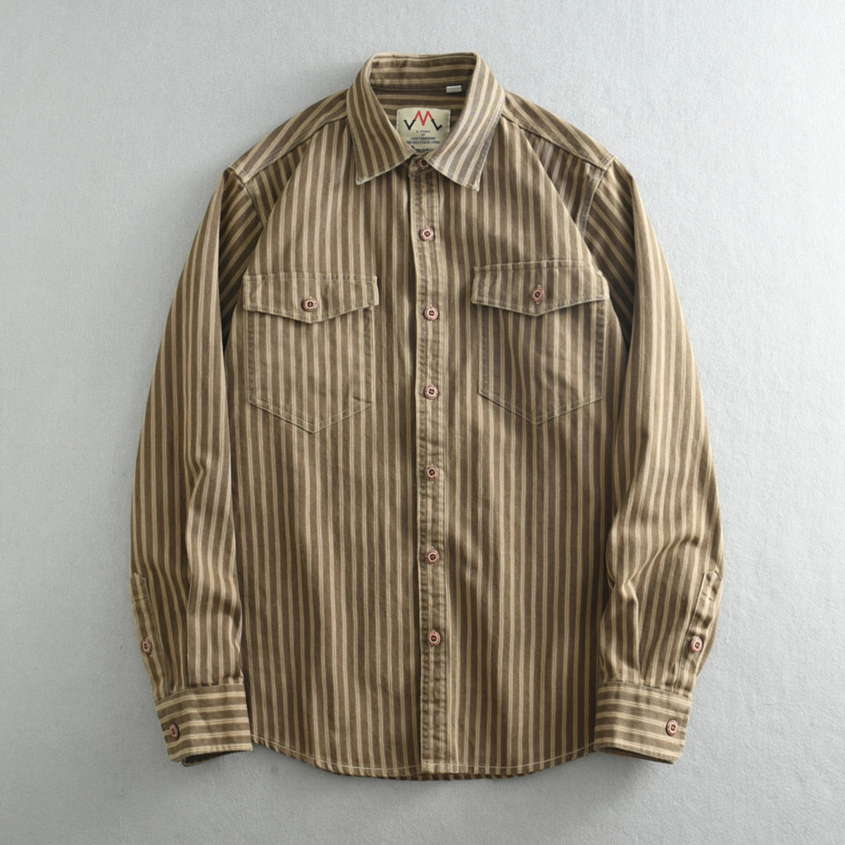 Men's Striped Button Down Shirt Cotton Casual Classic