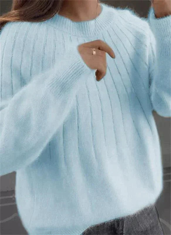 Women's Cashmere Feel Knitted Jumper Soft Warm Beige
