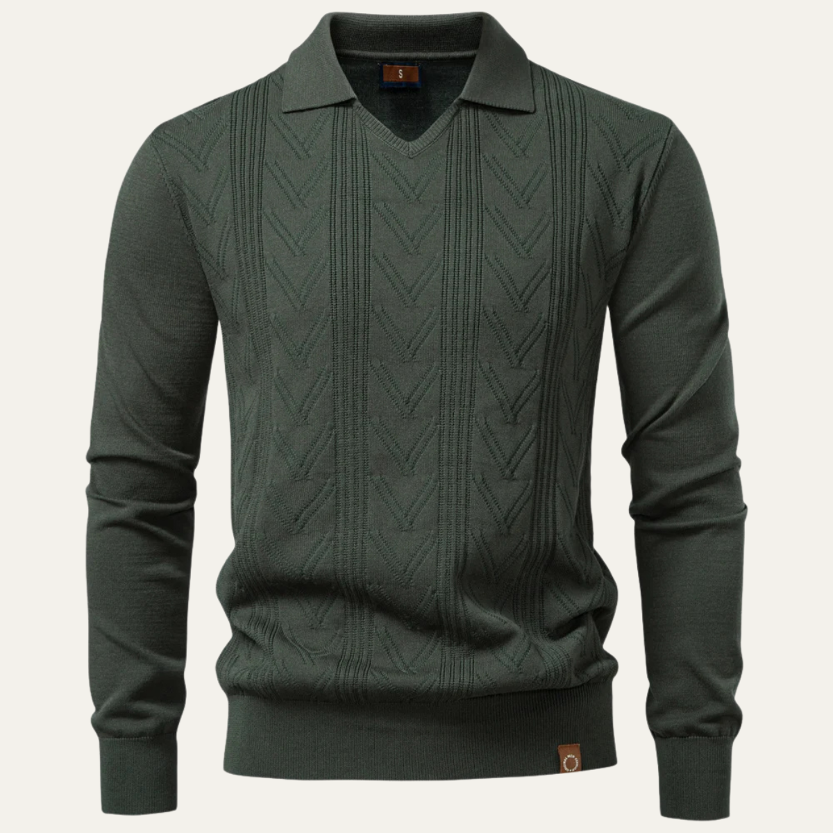 Men's Slim Fit V Neck Knitted Polo Sweater