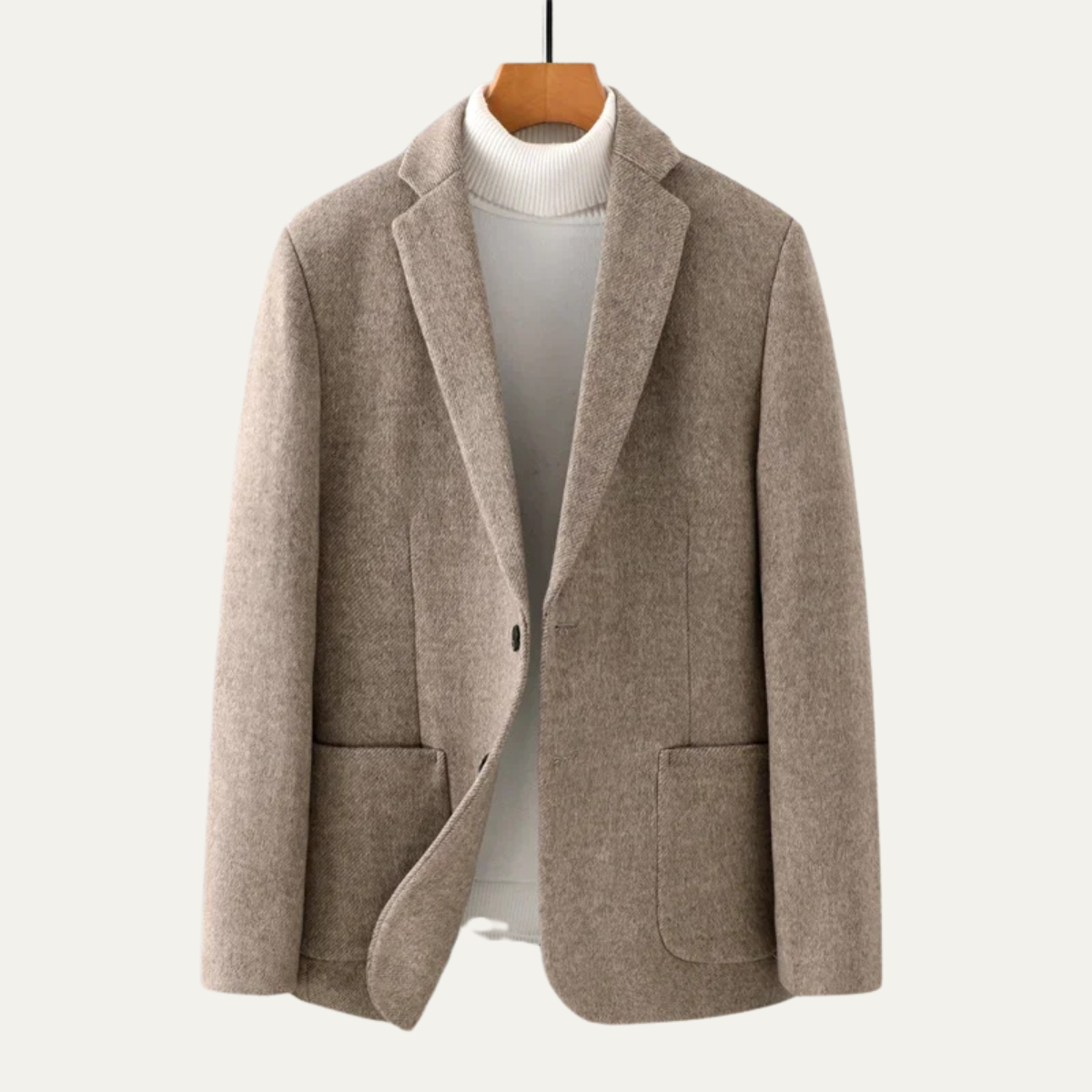Men's Wool Blend Business Jacket Single Breasted Navy