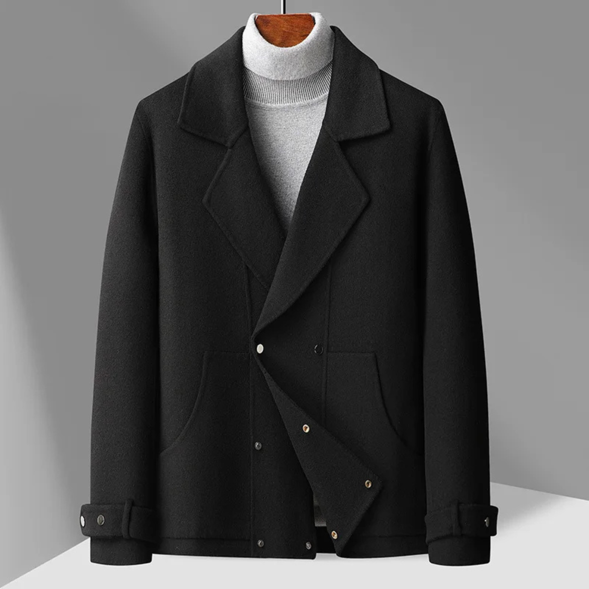 Men's Wool Peacoat Double Breasted Navy Blue