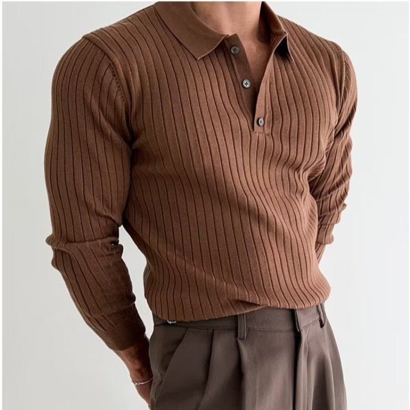 Men's Slim Fit Polo Shirt Long Sleeve