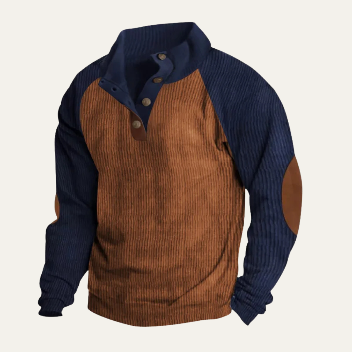 Men's Corduroy Sweater Colorblock Stand Collar