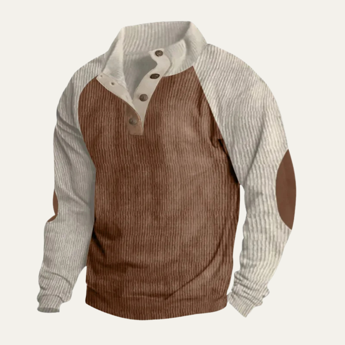 Men's Corduroy Sweater Colorblock Stand Up Collar