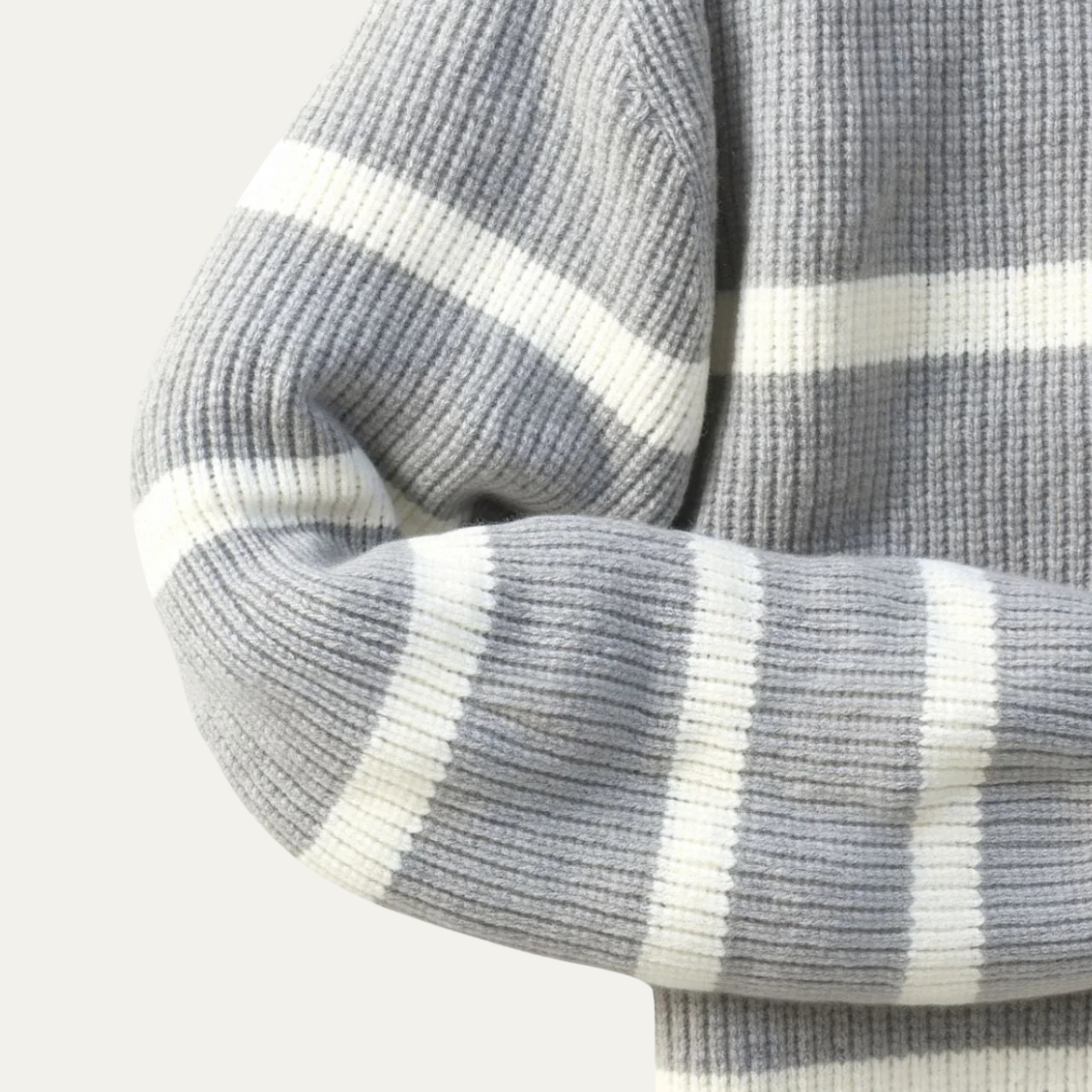 Men's Striped Knit Sweater Half Zip Wool