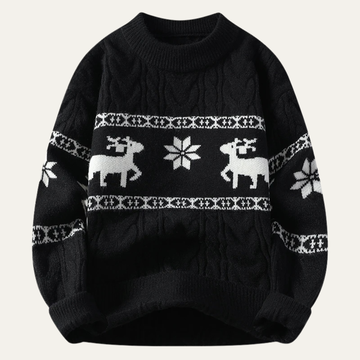 Mantova Men's Knitted Reindeer Christmas Sweater Black - Vonnera