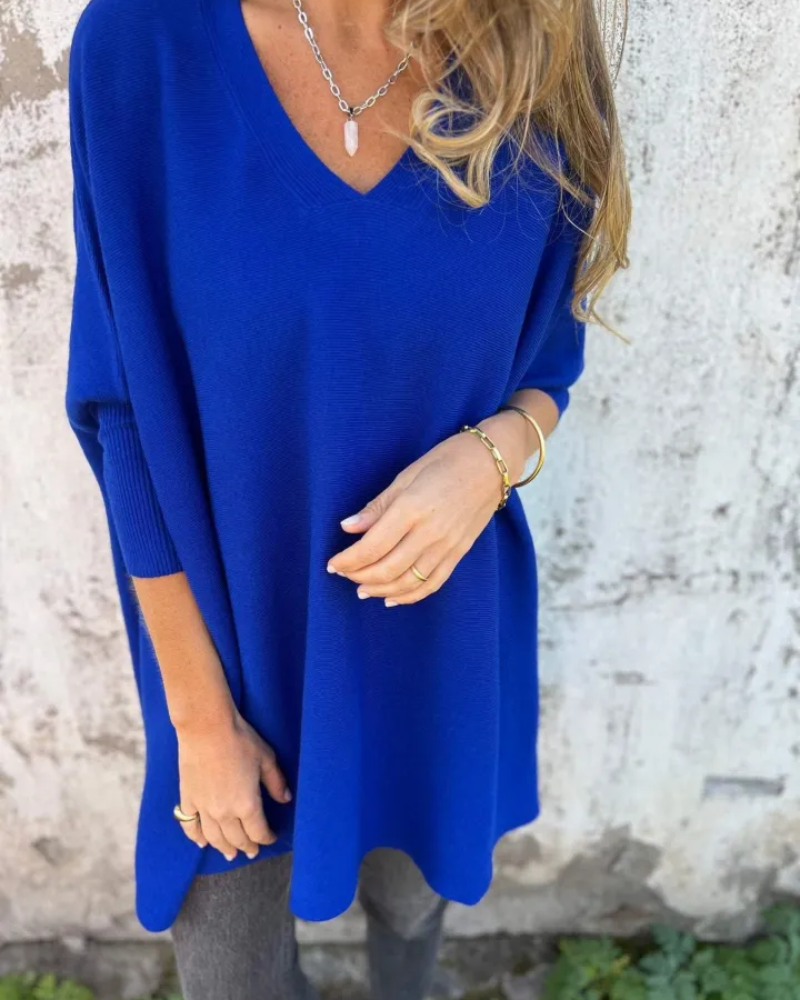 Women's V Neck Sweater Loose Fit Long Sleeve