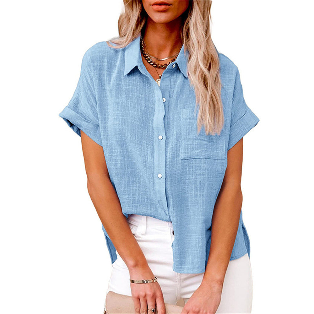 Women's Button Down Blouse Cuffed Sleeves
