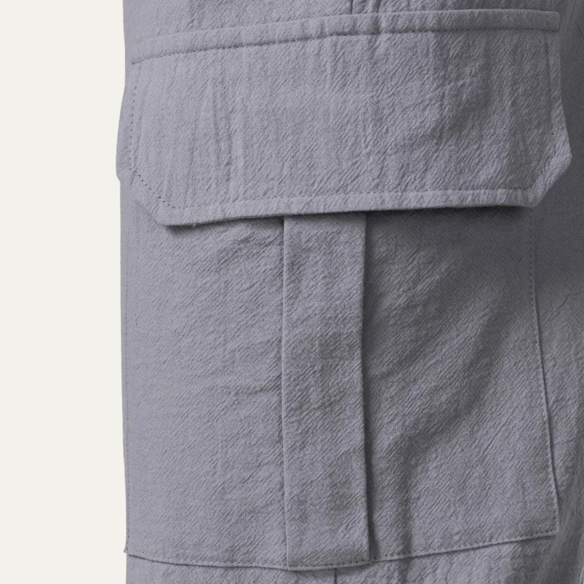 Men's Cotton Cargo Pants Loose Fit Multi Pocket Soft Beige