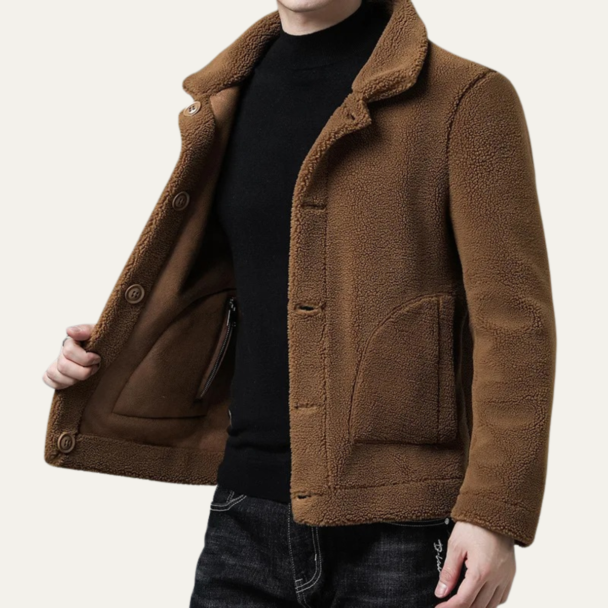 Men's Warm Fleece Jacket With Pockets
