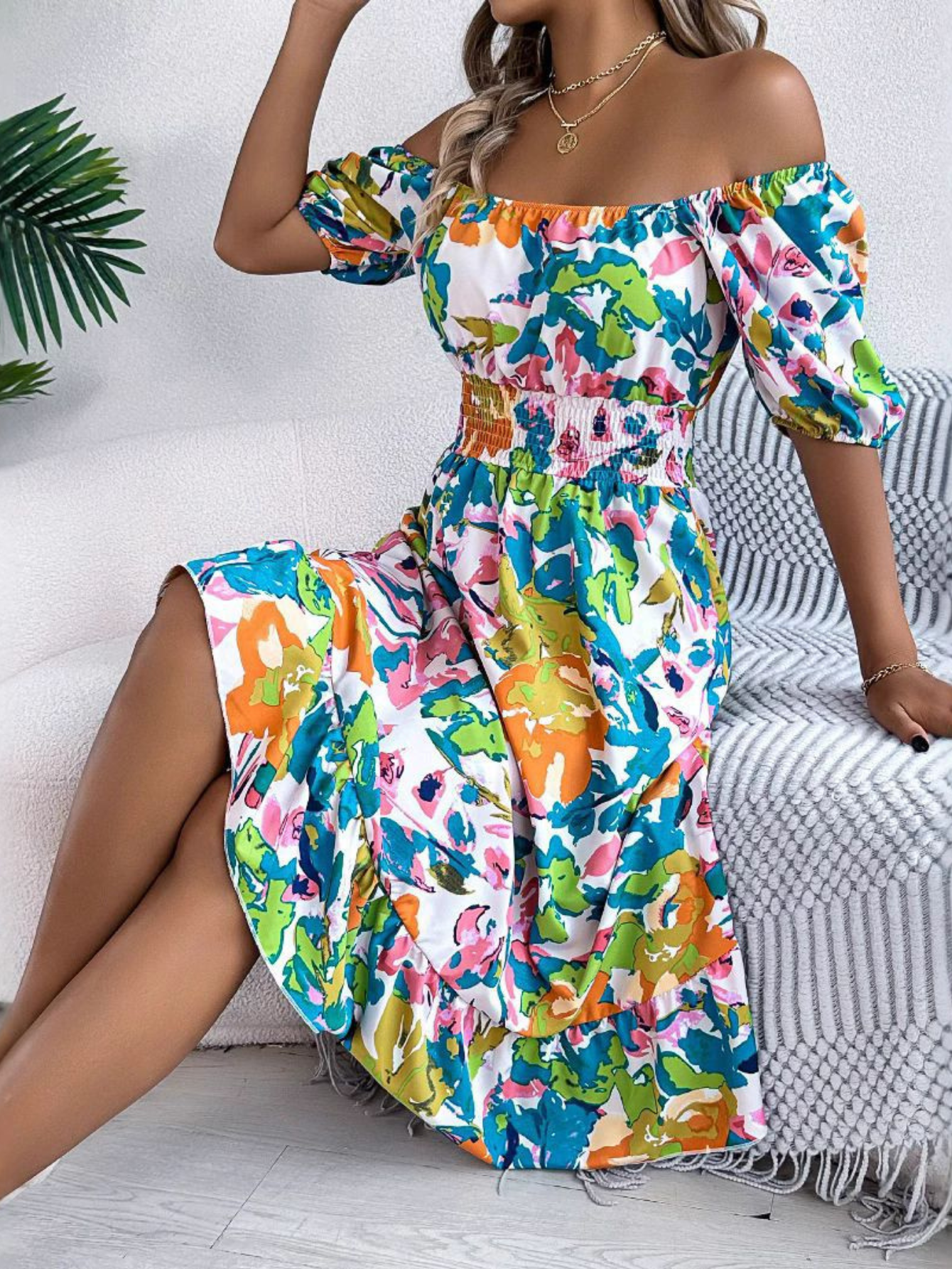 Women's Off Shoulder Floral Dress