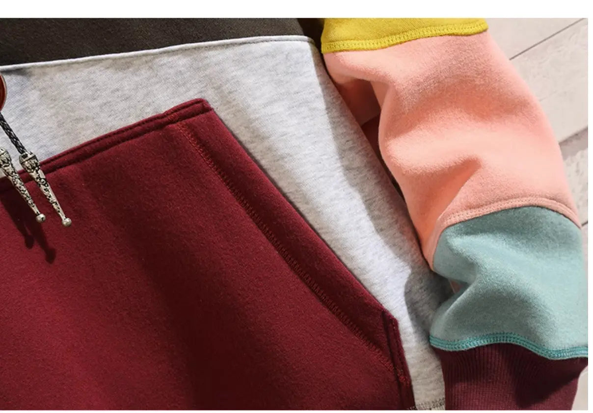 Men's Colorblock Hoodie Kangaroo Pocket Casual