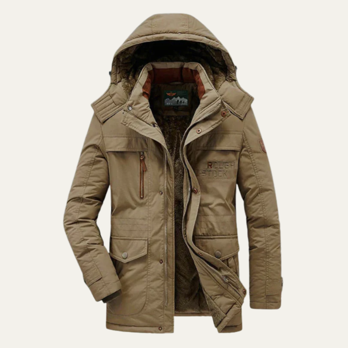 Men's Fleece Lined Hooded Parka Coat