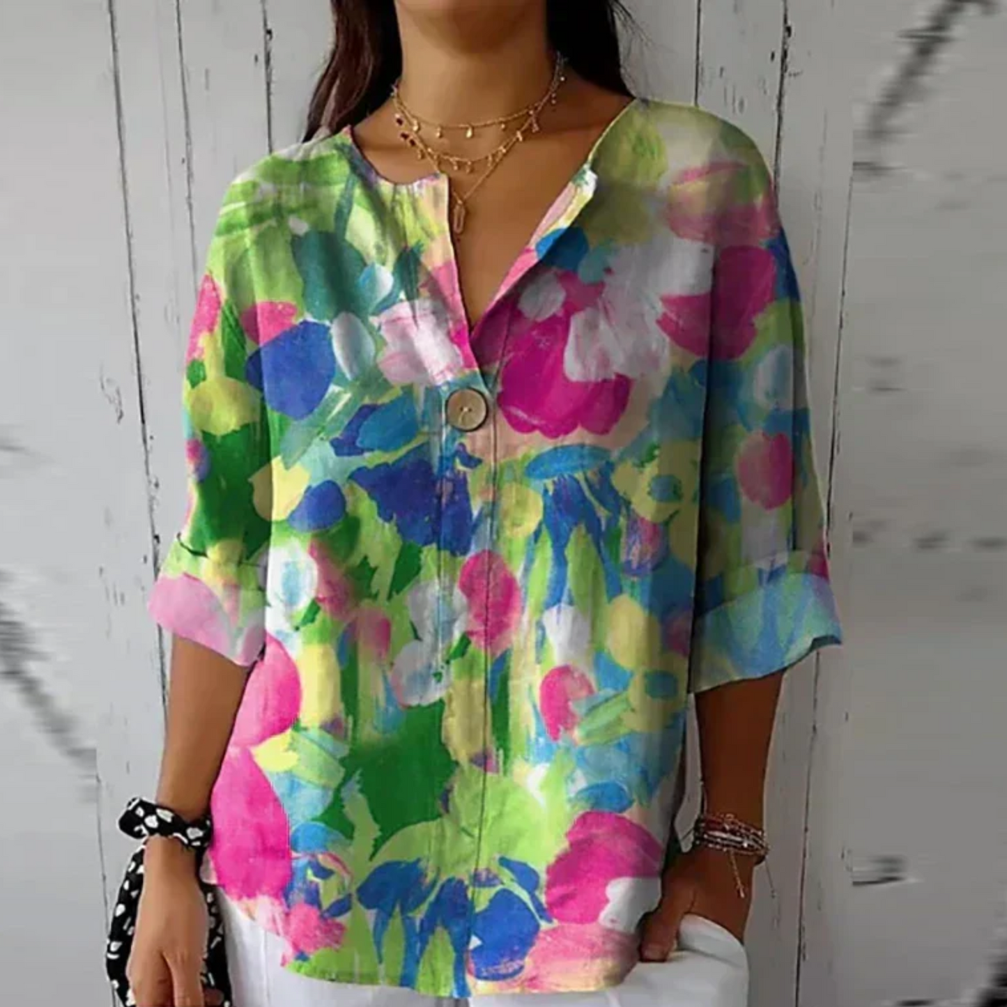 Women's V-Neck Loose Fit Blouse