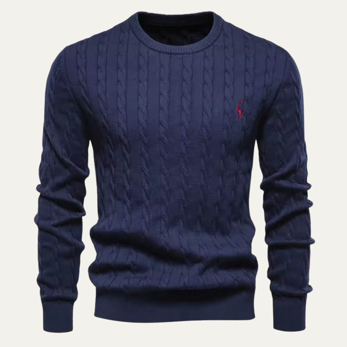 Men's Classic Cotton Cable Knit Crew Neck Sweater
