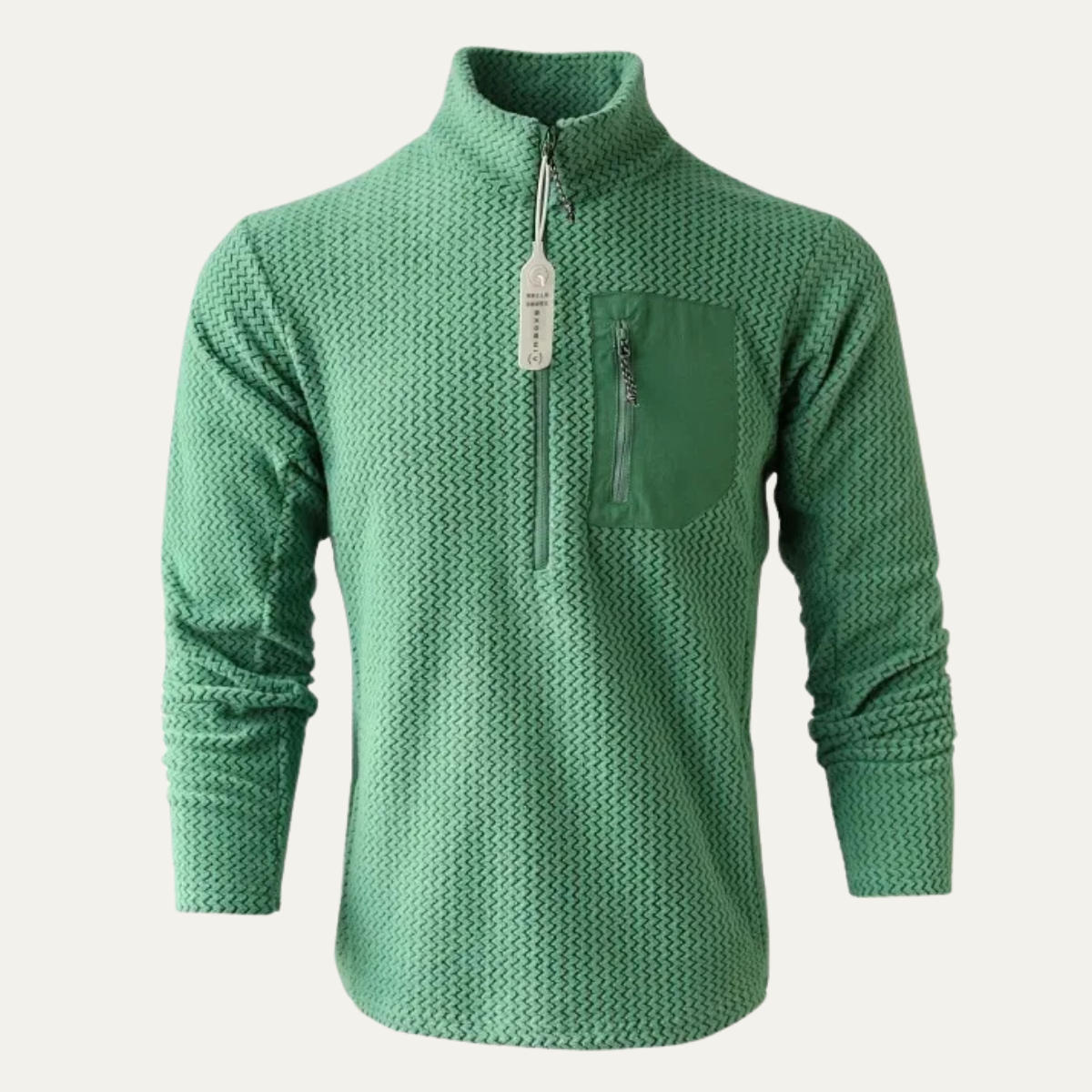 Men's Thick Fleece Half Zip Sweater Waffle Knit
