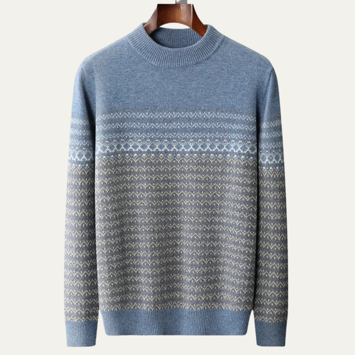 Men's Thick Jacquard Knit Sweater High Collar