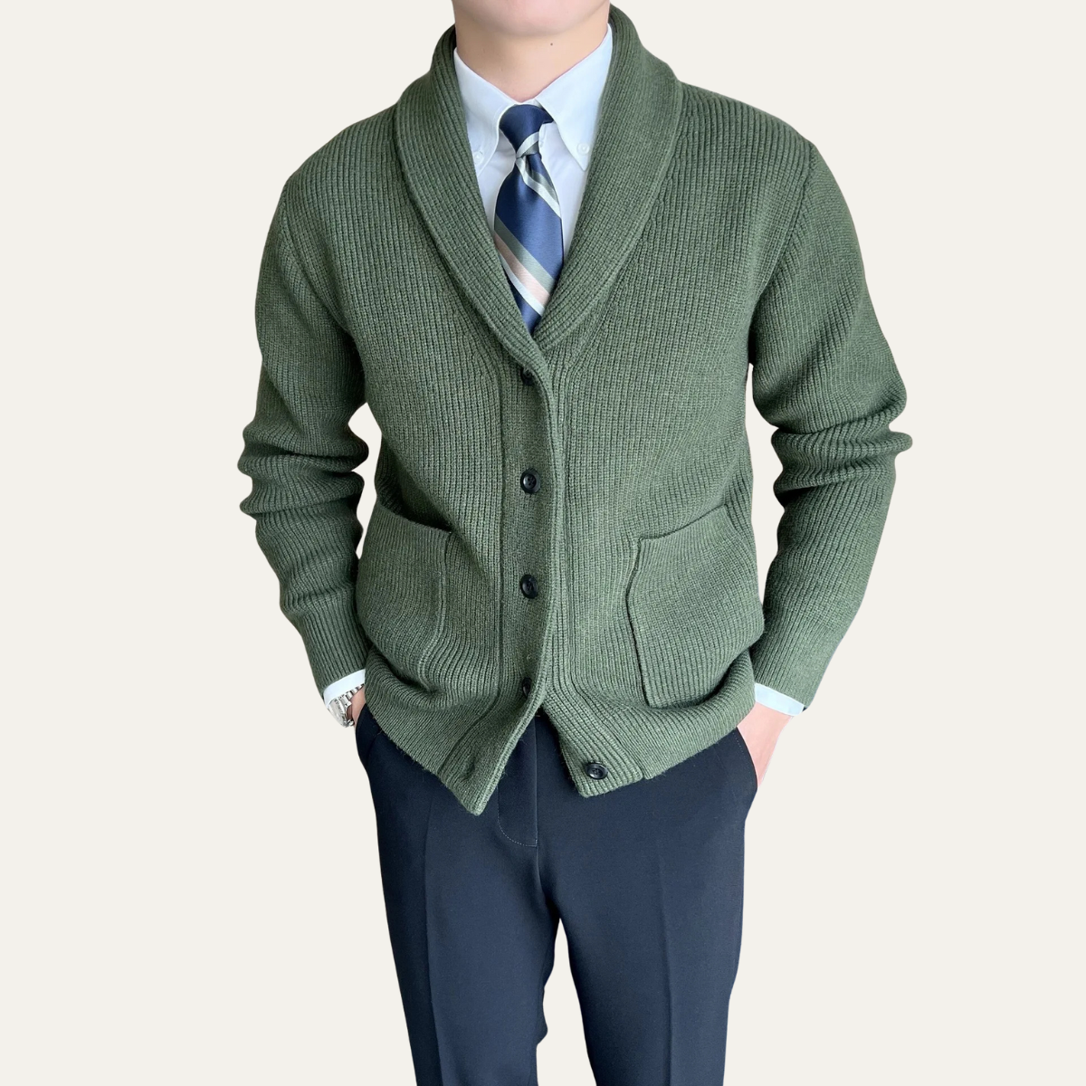 Men's Soft Knit Cardigan Button Up Winter Sweater