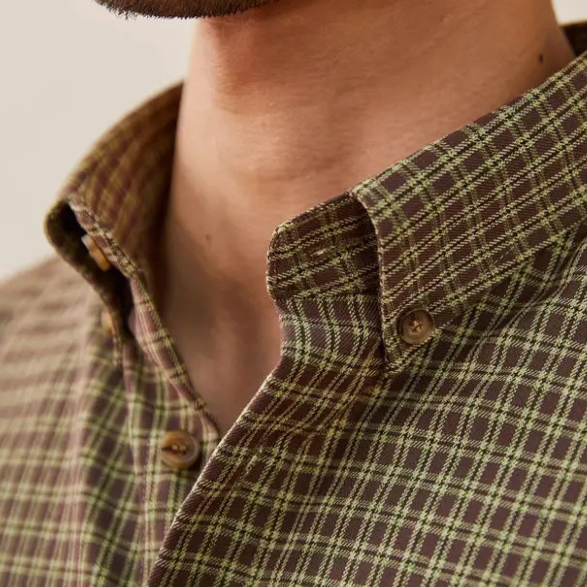 Men's Checkered Dress Shirt Vintage Style Cotton