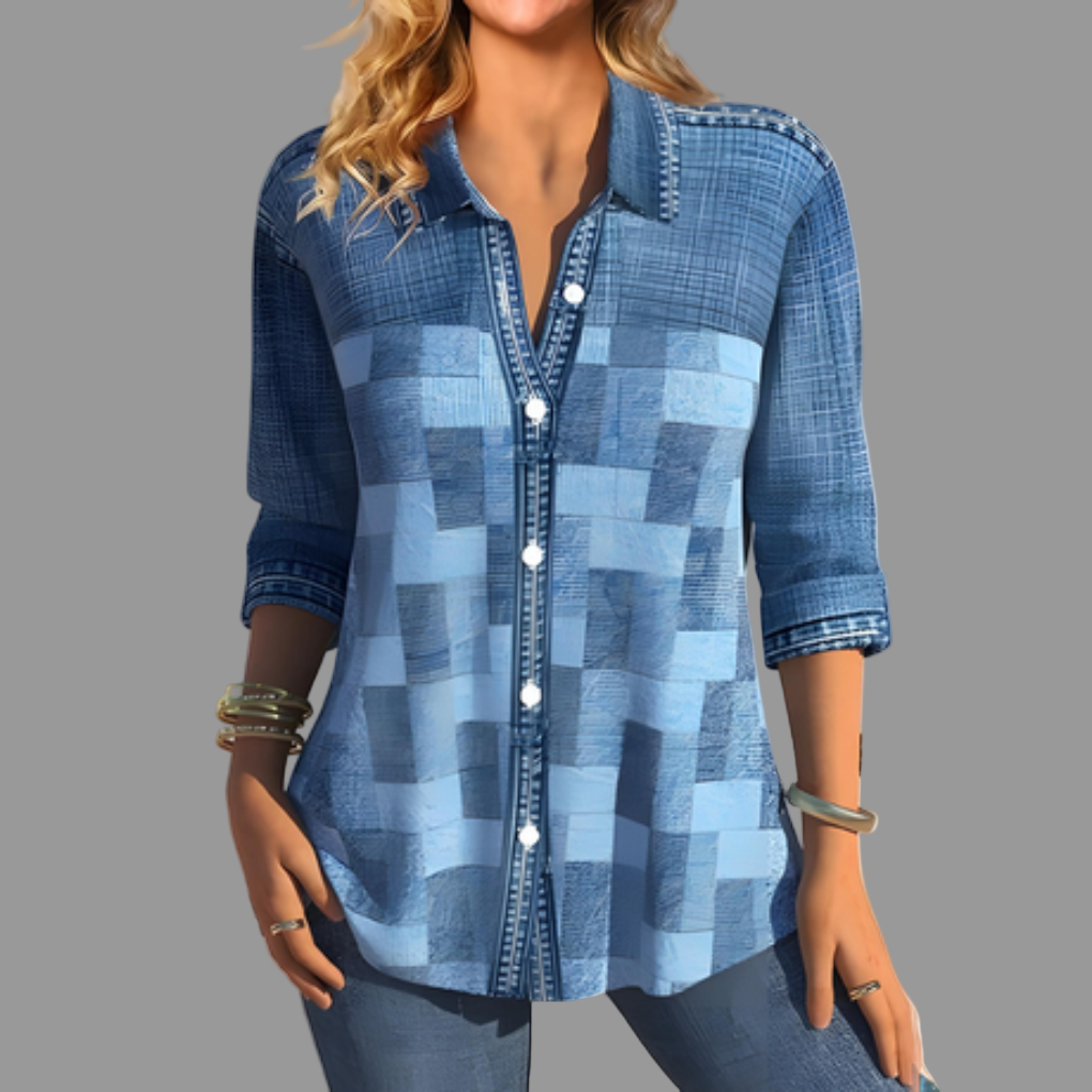 Women's Down Blouse Button Front Everyday Style