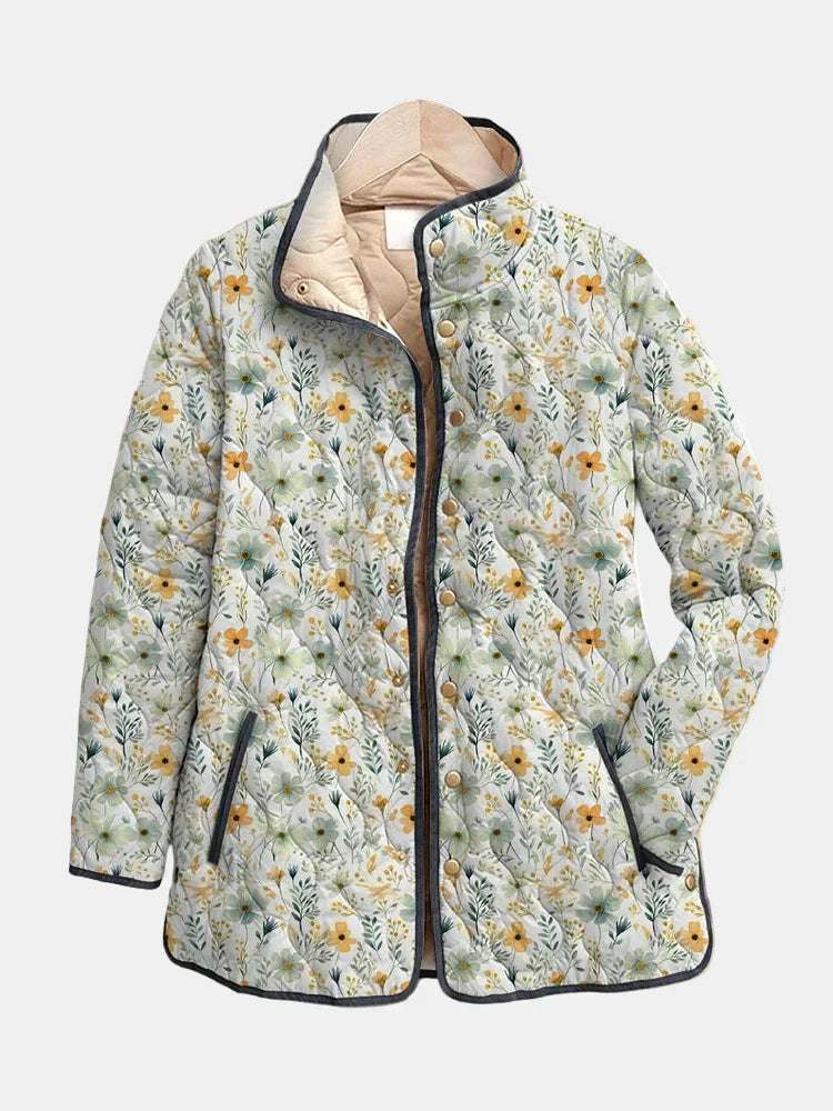 Women's Padded Floral Jacket Casual Style - Vonnera