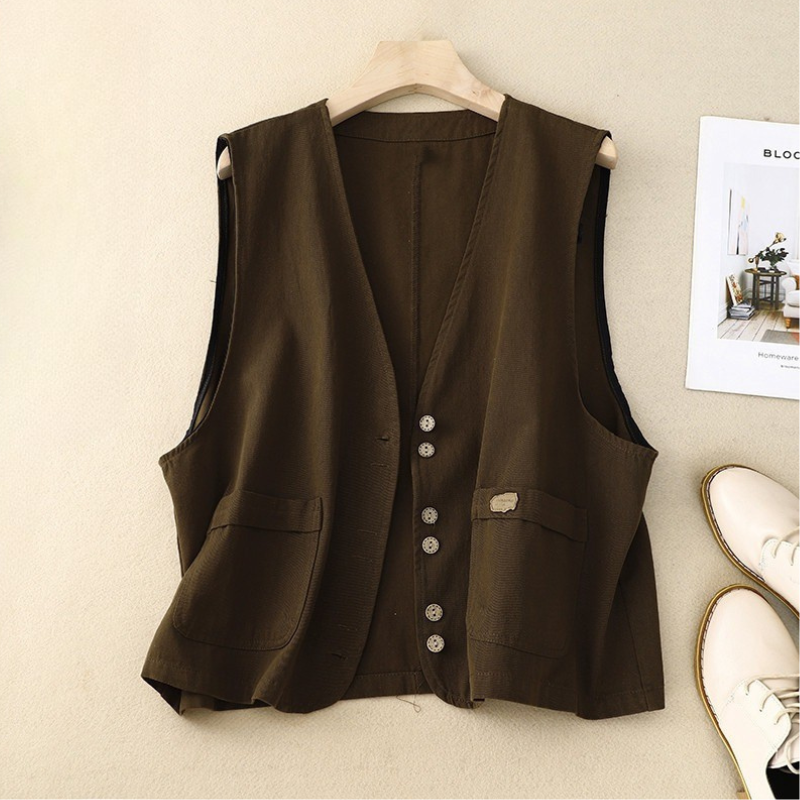 Women's Vest Buttons Down Patch Pockets