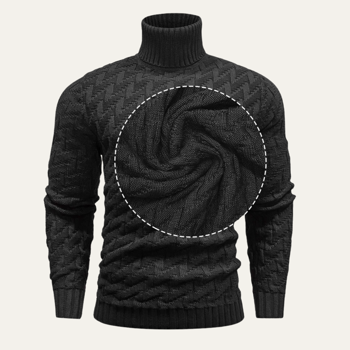 Men's Turtleneck Sweater Warm Knit Winter Beige